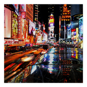 New York Time Square lichten 's nachts Poster