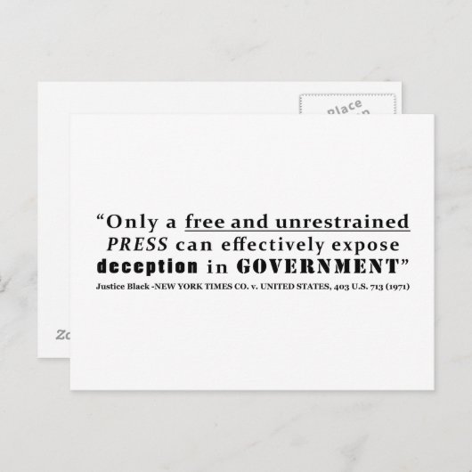 New York Times Co. tegen Verenigde Staten 403 vs.  Briefkaart (Voorkant / Achterkant)