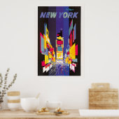 New York Times Square 's nachts abstract Poster (Keuken)