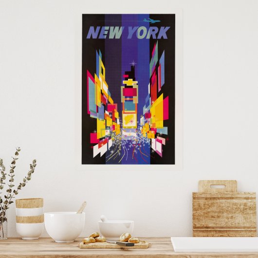New York Times Square 's nachts abstract Poster (Keuken)