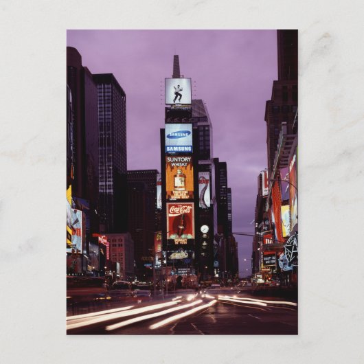 New York Times Square verkeer 's nachts Briefkaart (Voorkant)