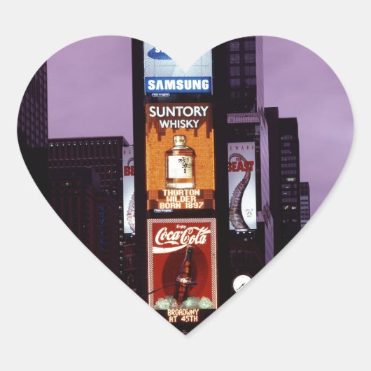 New York Times Square verkeer 's nachts Hart Sticker (Voorkant)