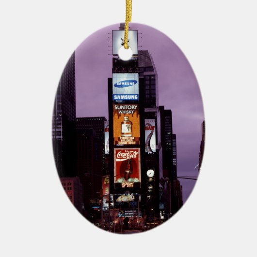 New York Times Square verkeer 's nachts Keramisch Ornament (Voorkant)