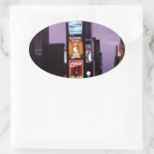 New York Times Square verkeer 's nachts Ovale Sticker (Tas)