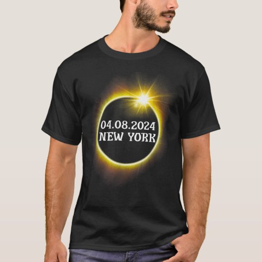 New York Total Solar Eclipse April 8 2024 Verenigd T-shirt (Voorkant)