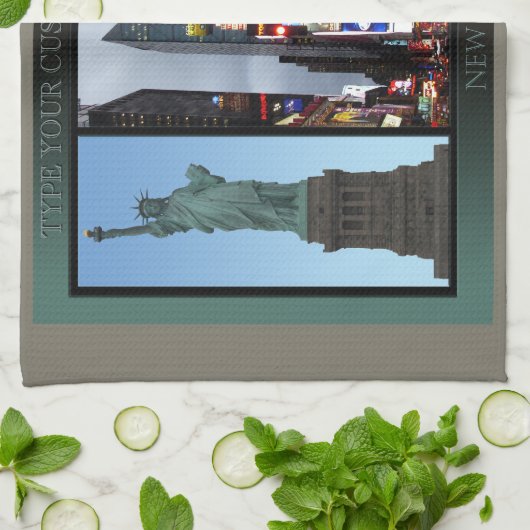 New York Towel Aangepaste NYC Landmark Tea Towel Theedoek (Gevouwen)