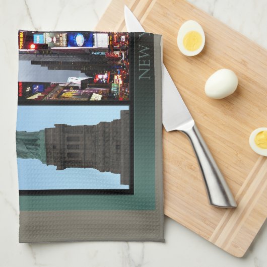 New York Towel Aangepaste NYC Landmark Tea Towel Theedoek (Quarter Fold)