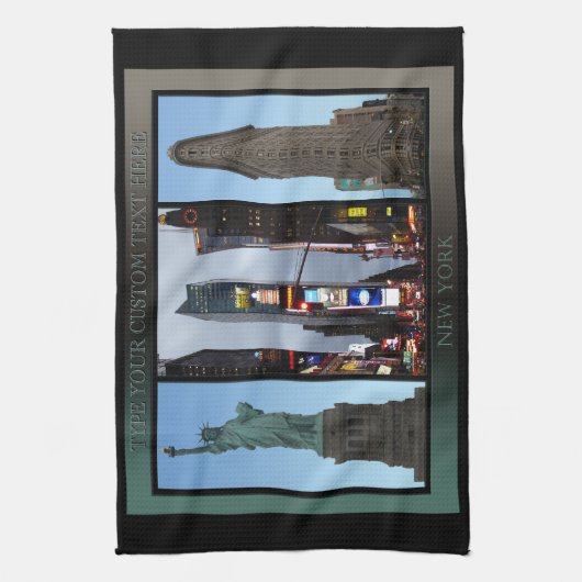 New York Towel Aangepaste NYC Landmark Tea Towel Theedoek (Verticaal)