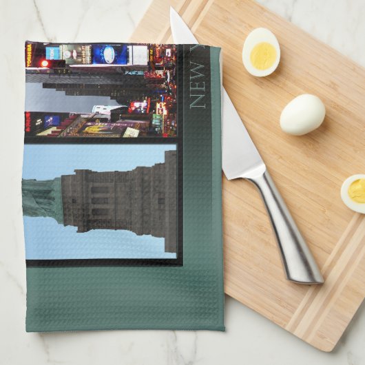 New York Towel Aangepaste NYC Landmark Tea Towel Theedoek (Quarter Fold)