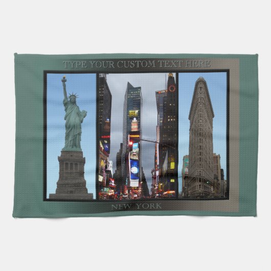 New York Towel Aangepaste NYC Landmark Tea Towel Theedoek (Horizontaal)