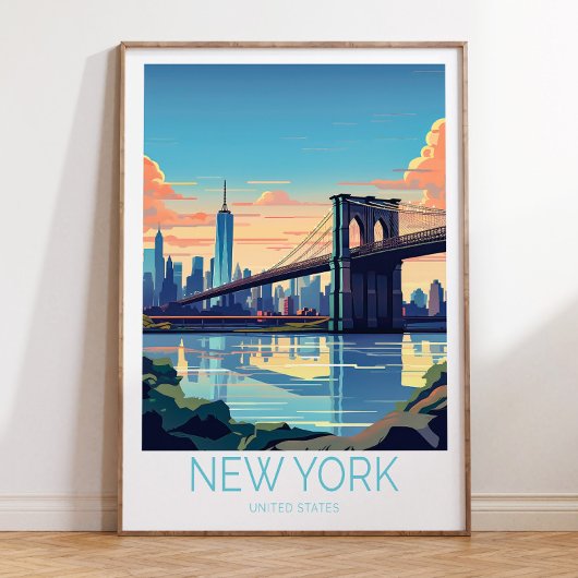 New York Travel Poster, New York Brooklyn Poster