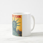  New York Travel Retro Vrijheidsbeeld Koffiemok (Voorkant rechts)