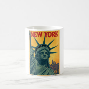  New York Travel Retro Vrijheidsbeeld Koffiemok