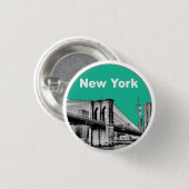 New York Travel Vintage Poster Pinback Button (Voorkant /achterkant)