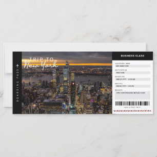 New York Trip Boarding Pass Travel Vacking Ticket