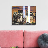 New York Twin Towers Light Beams Canvas Afdruk (Insitu (Woonkamer))