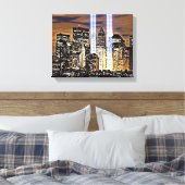 New York Twin Towers Light Beams Canvas Afdruk (Insitu (Slaapkamer))