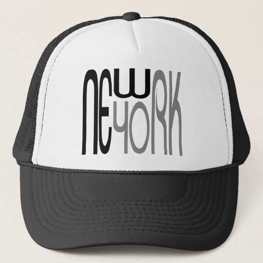 New-York-Typografie Black-Grey Trucker Pet (Voorkant)