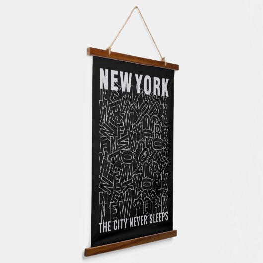New York Typografie Hangend Wandkleed (Gebogen)
