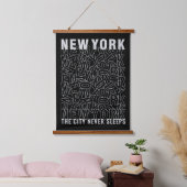 New York Typografie Hangend Wandkleed (Slaapkamer)
