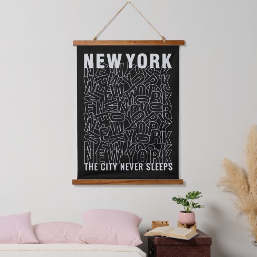 New York Typografie Hangend Wandkleed (Slaapkamer)