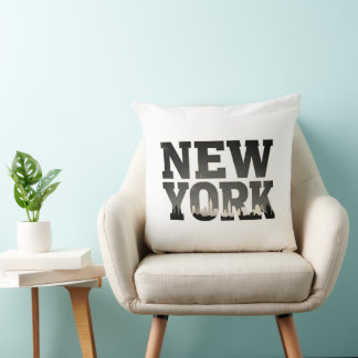 New York typografie met skyline Kussen