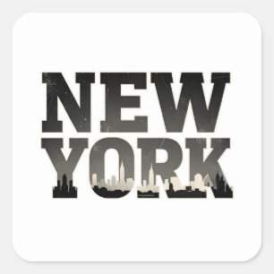 New York typografie met skyline Vierkante Sticker