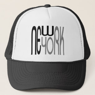 New-York-Typografie Zwart-Grijs Trucker Pet