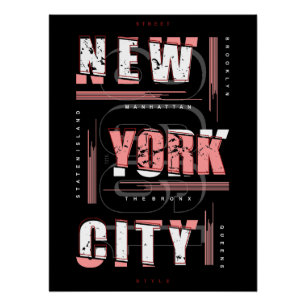 New York Typography Grid: Boroughs & City Style Perfect Poster