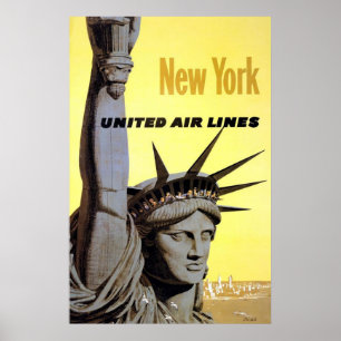 New York United Air Lines Statue of Liberty Poster