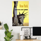 New York United Air Lines Statue of Liberty Poster (Thuiskantoor)