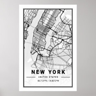 New York United States Cities Travel USA City Map Poster