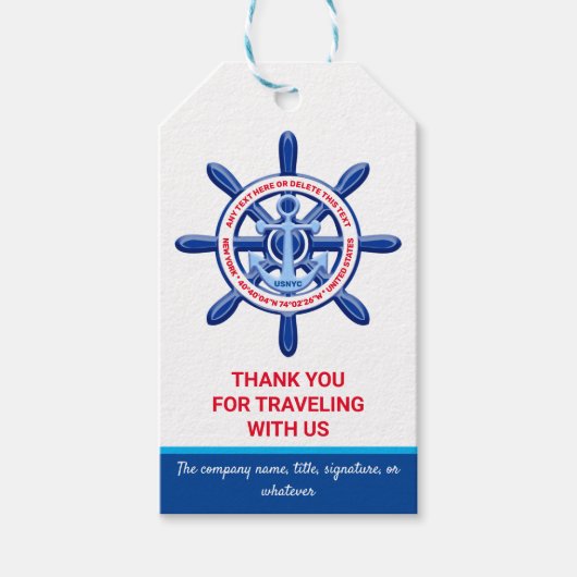 New York, United States, Customizable, Sea Travel Cadeaulabel (Voorkant)