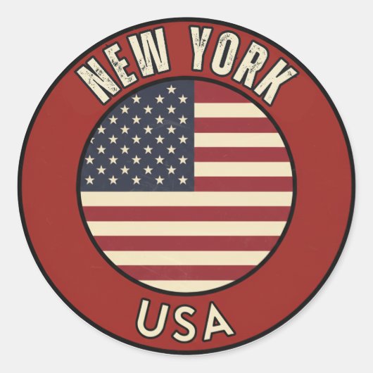 New York United States of America Ronde Sticker (Voorkant)