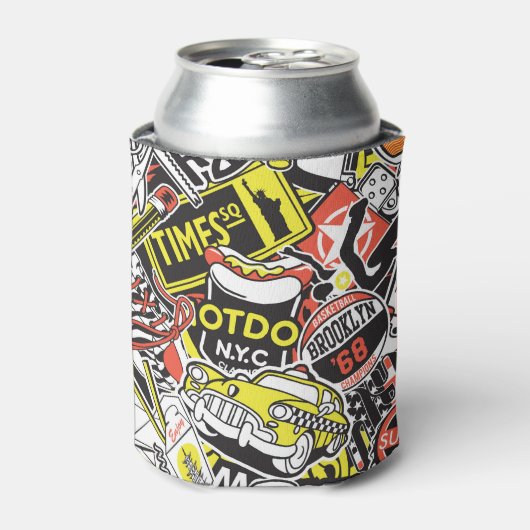 New York Urban: sticker patchwork. Blikjeskoeler (Blikje Voorkant)