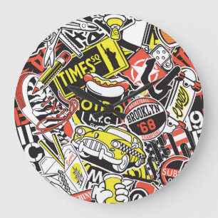 New York Urban: sticker patchwork. Grote Klok