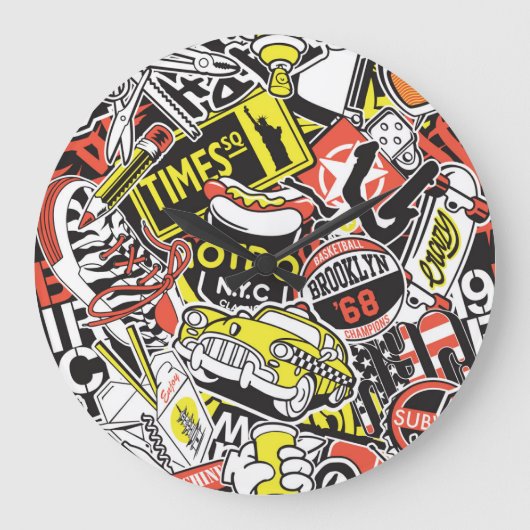 New York Urban: sticker patchwork. Grote Klok (Voorkant)