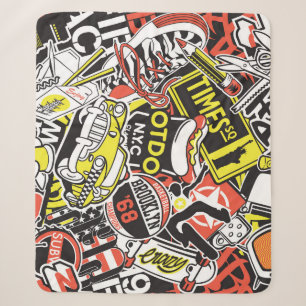 New York Urban: sticker patchwork. Sherpa Deken