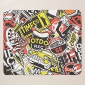 New York Urban: sticker patchwork. Sherpa Deken (Voorkant (horizontaal))