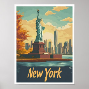 New York USA Art Vintage Travel Illustratie Poster