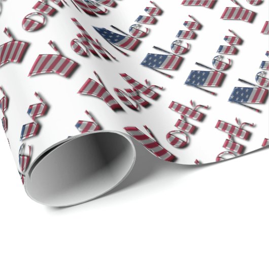 New York USA Country Flag Typography Funny Cadeaupapier (Rol Hoek)