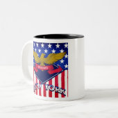 New York USA Flag Tweekleurige Koffiemok (Voorkant links)