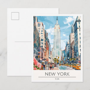 New York USA Kunst Illustratie Reizen Briefkaart