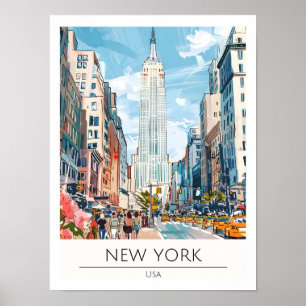 New York USA Kunst Illustratie Reizen Poster