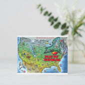 New York USA Map Briefkaart (Staand voorkant)