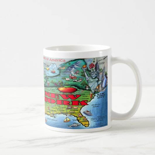 New York USA Map Koffiemok (Rechts)
