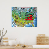 New York USA Map Poster (Keuken)