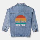 New York USA Retro Sunset Skyline New York Denim Jacket (Achterkant)