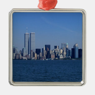 New York, USA. Silhouet van downtown Manhattan Metalen Ornament
