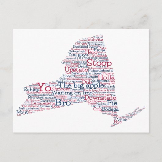 New York USA Slang Word Art Map Briefkaart (Voorkant)